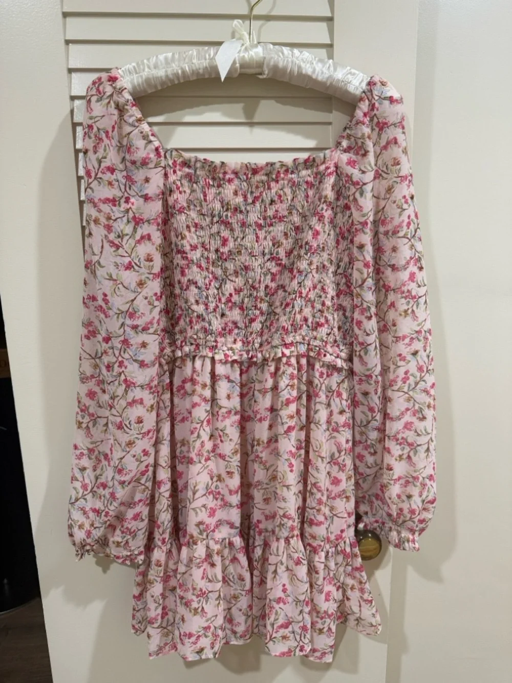 1.STATE Floral Smocked Top in Pink, Green, Blue - Picture 3 of 3